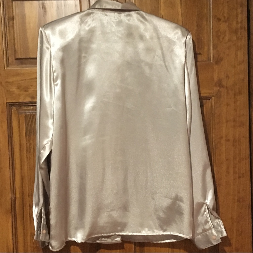 Vintage Button Up Blouse Satin Versatile Size 10 - Picture 5 of 8